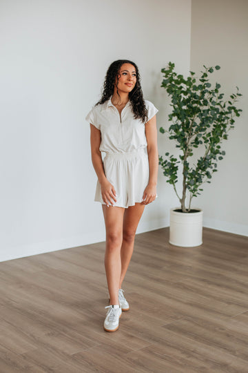 Out Of Bounds Romper - Ecru