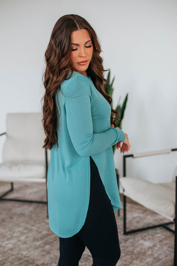 Jardin Long Sleeve Top - Dusty Teal