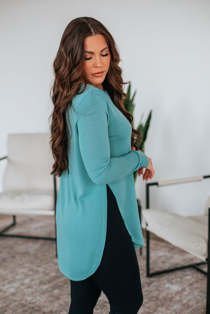 Jardin Long Sleeve Top - Dusty Teal