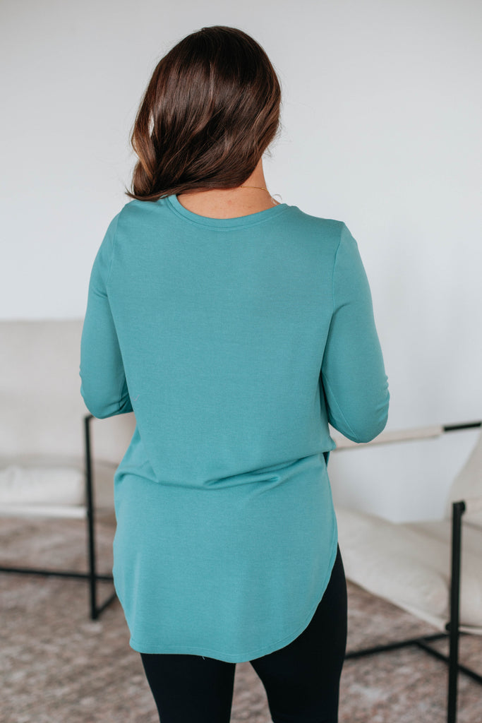 Jardin Long Sleeve Top - Dusty Teal