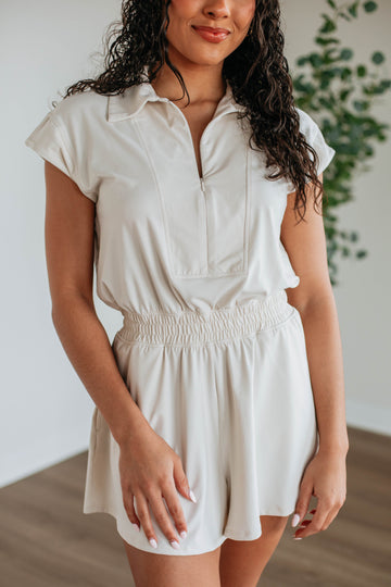 Out Of Bounds Romper - Ecru