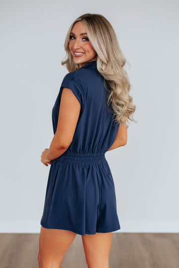 Out Of Bounds Romper - Navy