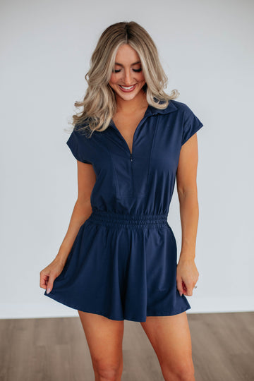 Out Of Bounds Romper - Navy