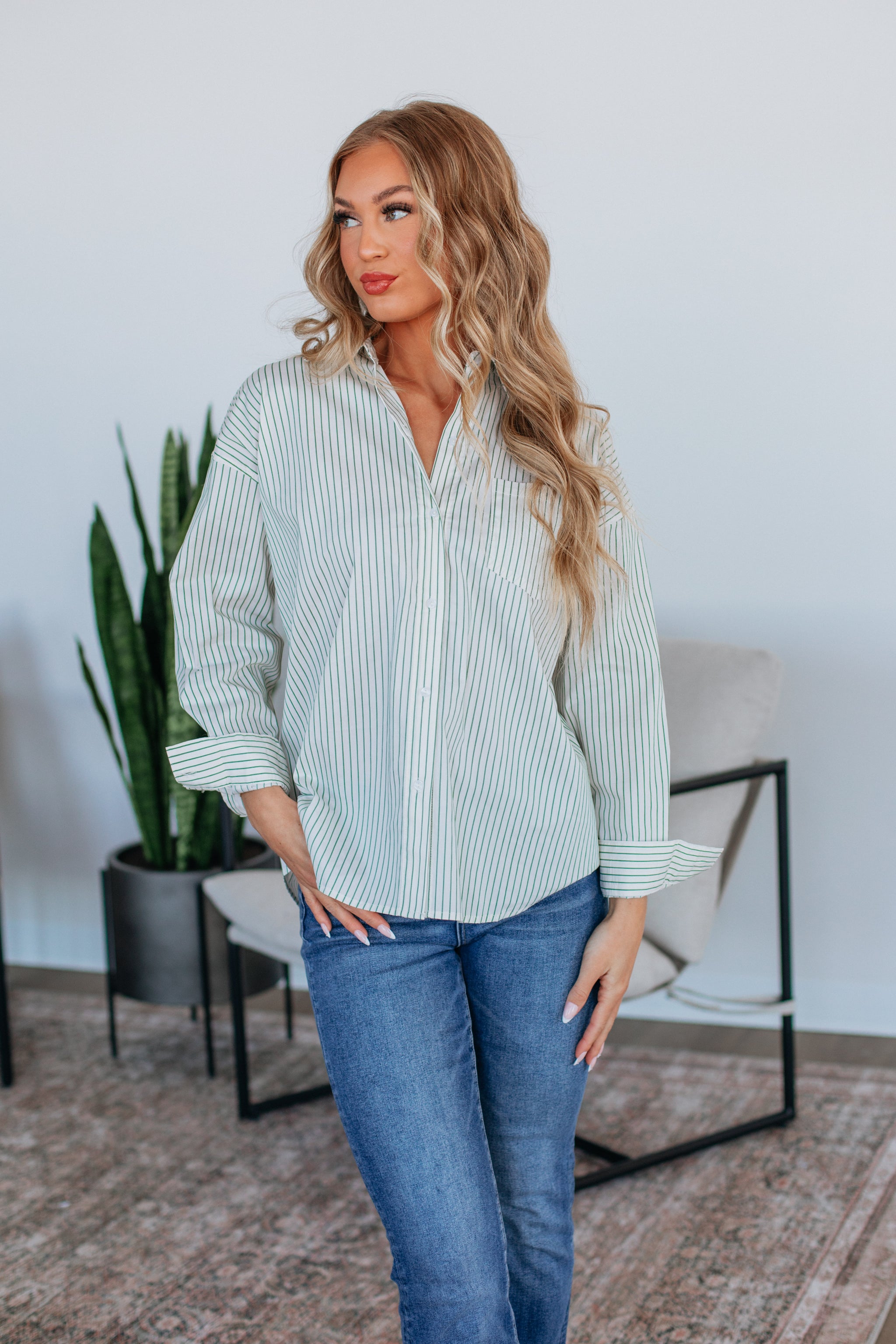 Aella Striped Button Down