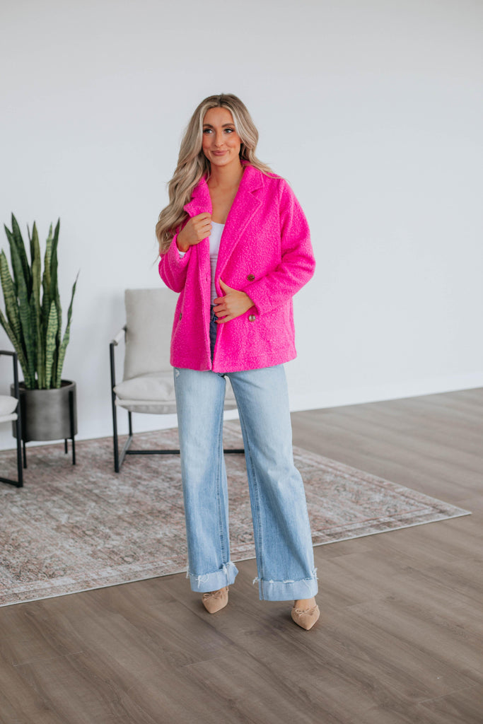 Ania Teddy Coat - Fuchsia