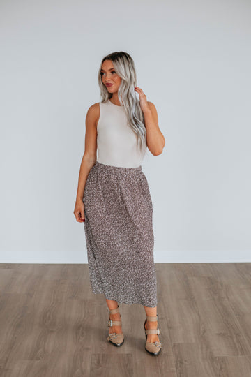 Anika Floral Skirt - Mocha
