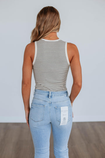 April Striped Bodysuit - Black Mix