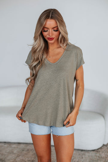 Arden Linen Top - Artichoke