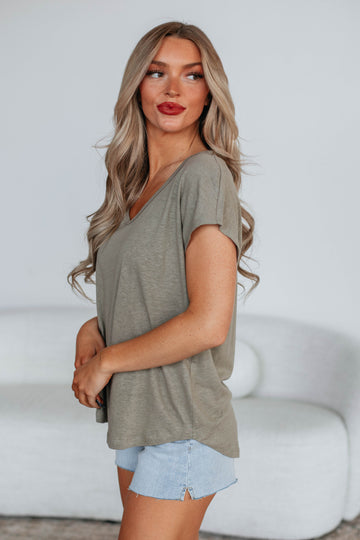 Arden Linen Top - Artichoke