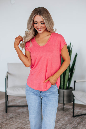 Arden Linen Top - Watermelon