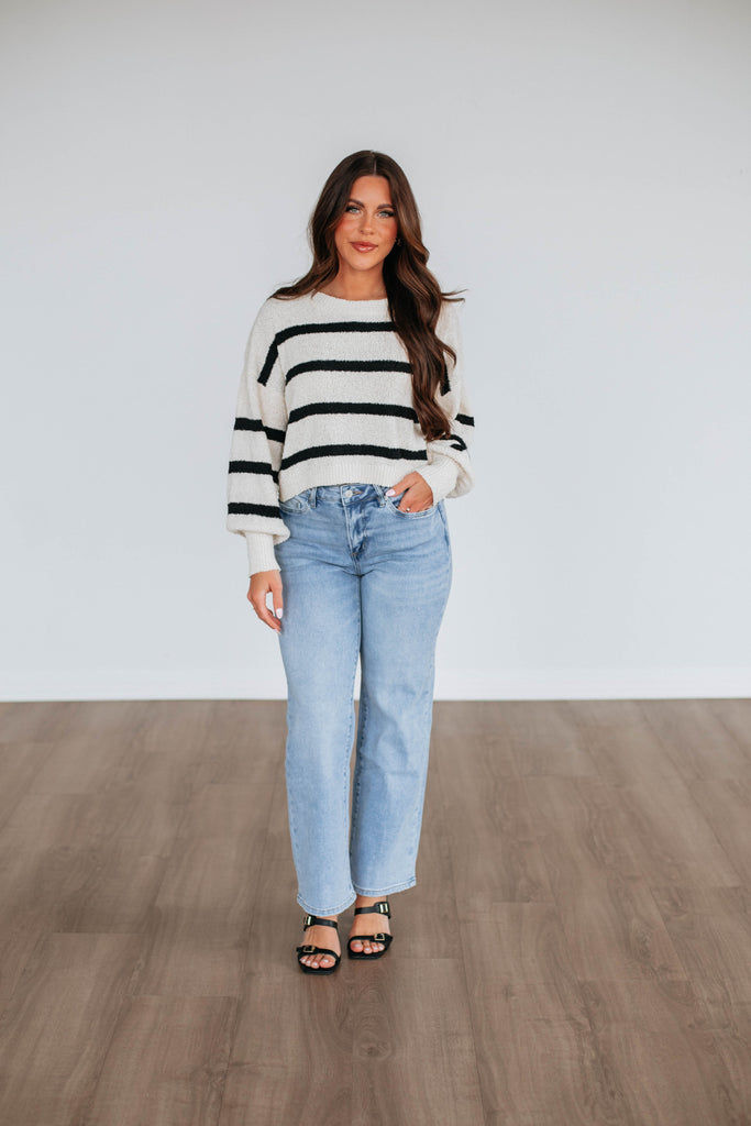 Aubriana Striped Sweater - Natural/Black Mix