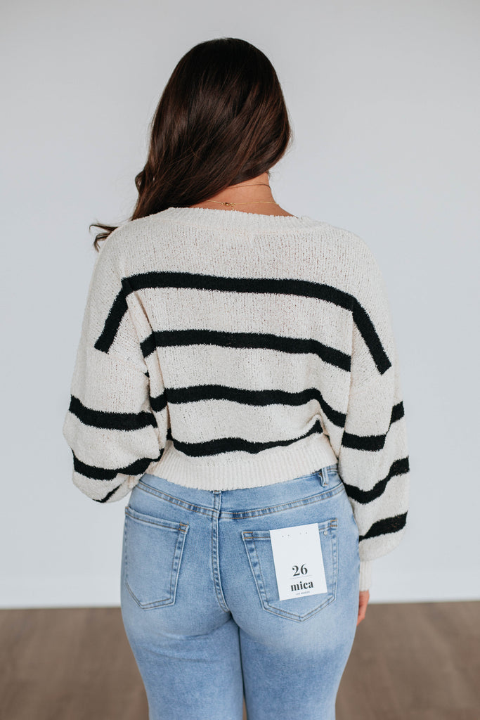Aubriana Striped Sweater - Natural/Black Mix