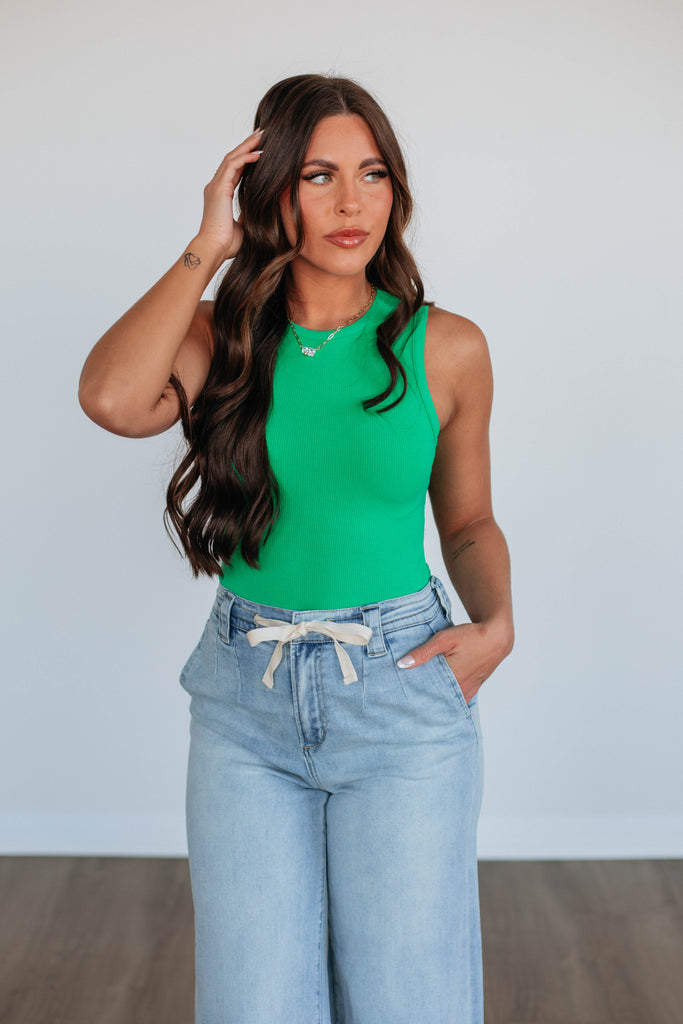 April Ribbed Bodysuit - Apple