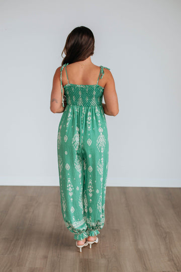 Azelia Jumpsuit - Kelly Green Mix