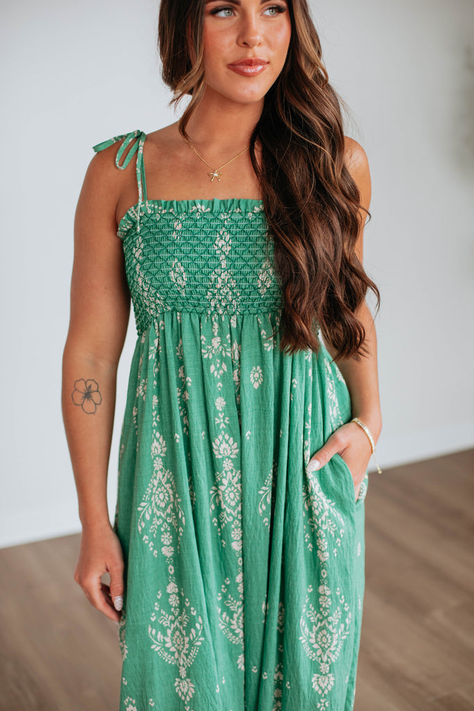 Azelia Jumpsuit - Kelly Green Mix