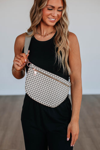 Patsy Checkered Bum Bag - Grey