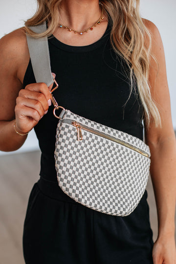 Patsy Checkered Bum Bag - Grey
