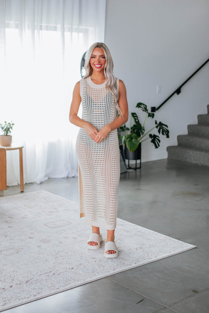 Belinda Crochet Dress - Cream