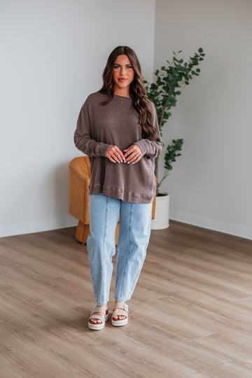 Breah Waffle Knit Top - Chocolate