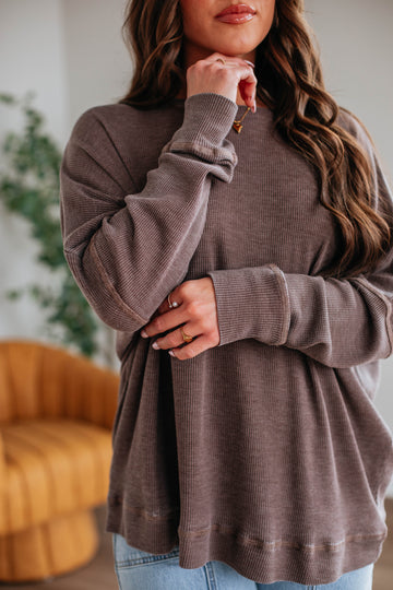 Breah Waffle Knit Top - Chocolate