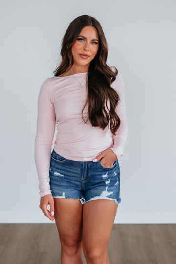 Brynn Ribbed Top - Baby Pink