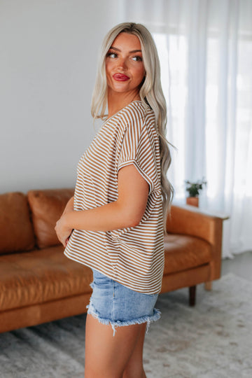 Calvin Striped Top - Toffee