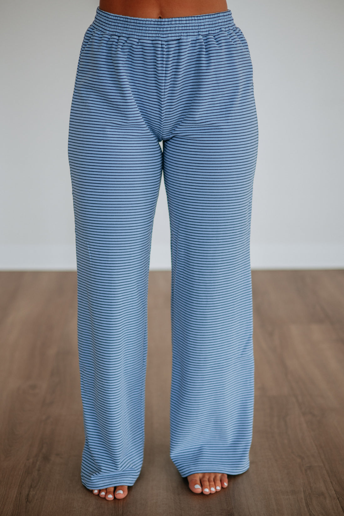 Cayla Striped Pants - Dusty Blue Mix