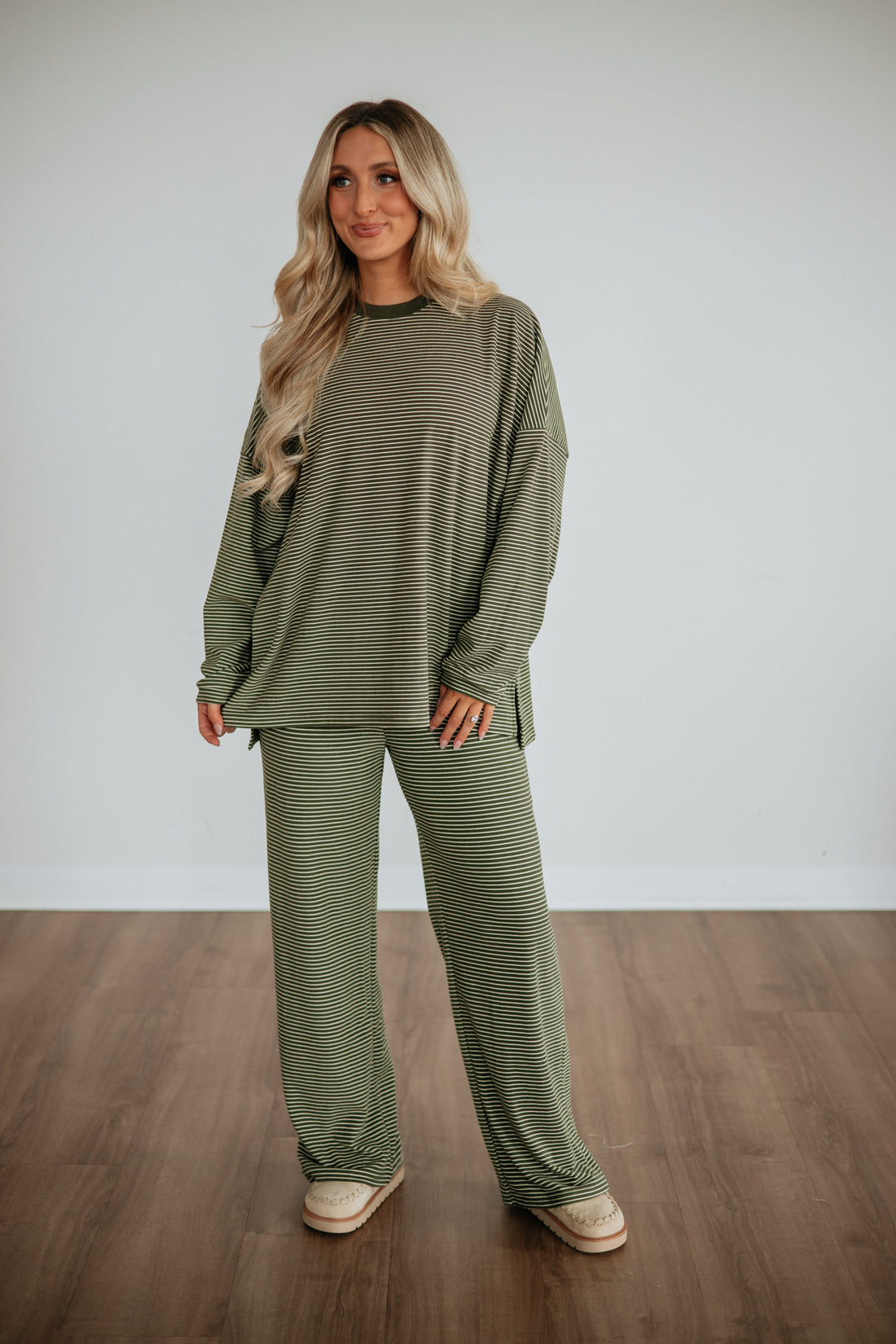 Cayla Striped Top - Olive Mix