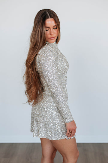 Champagne Season Sequin Dress - Cream