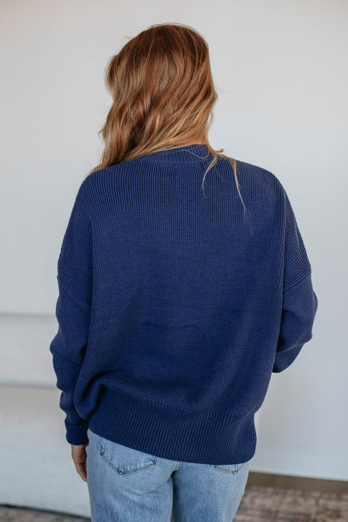 Chelsea Mock Neck Sweater - Navy