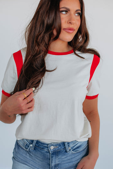 Cillian Contrast Top - Cream