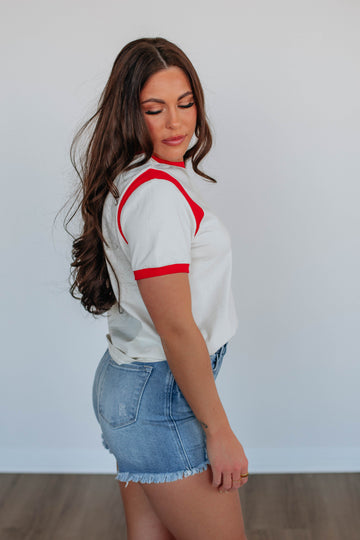 Cillian Contrast Top - Cream