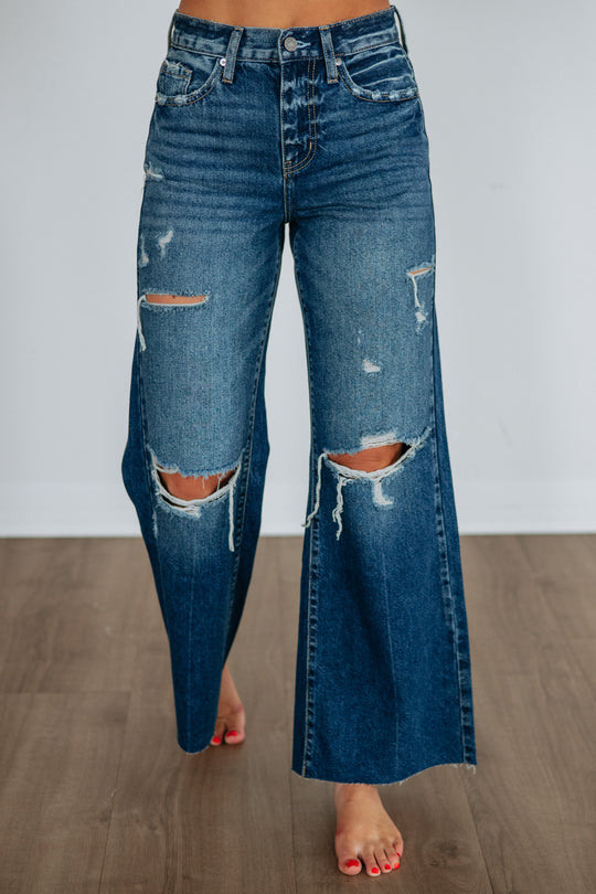 Paige Wide Leg Jeans - Dark Wash
