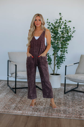 Coleman Corduroy Overalls - Plum