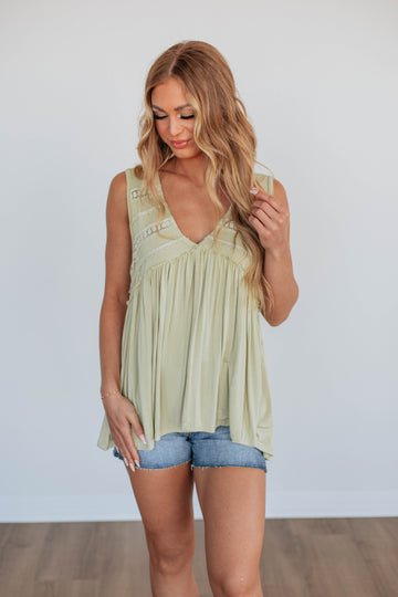Dovile Babydoll Tank - Pistachio