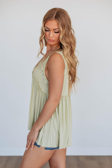 Dovile Babydoll Tank - Pistachio
