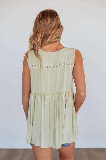 Dovile Babydoll Tank - Pistachio