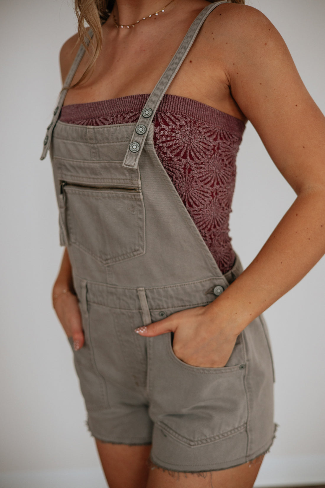 Dylan Hidden Short Overalls - Gravel