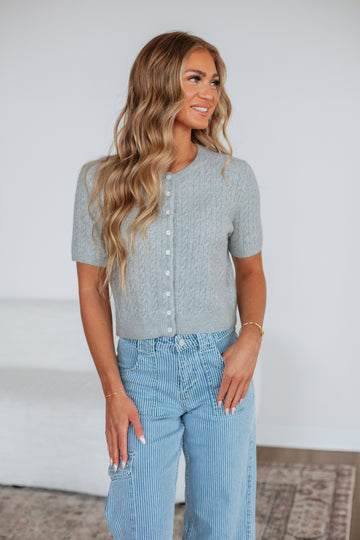 Denise Cardigan Top - Heather Grey