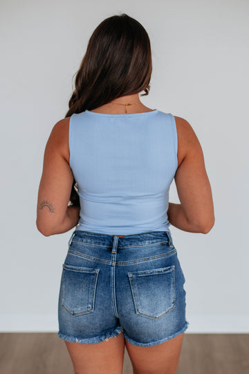 Eira Ribbed Top - Powder Blue