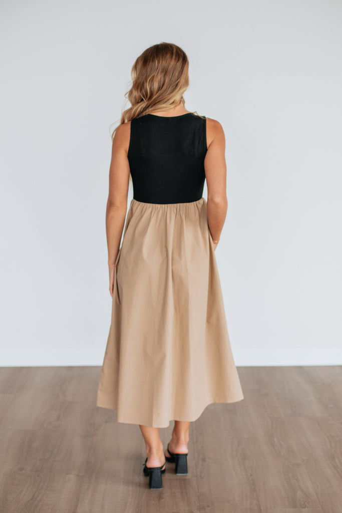 Enrica Contrast Dress - Camel Mix