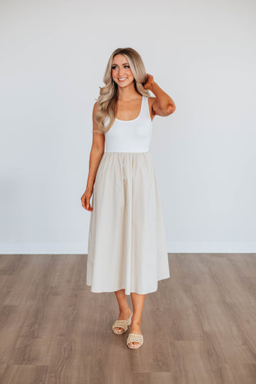 Enrica Contrast Dress - Taupe Mix