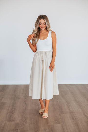 Enrica Contrast Dress - Taupe Mix