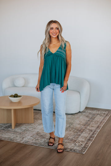 Dovile Babydoll Tank - Peacock