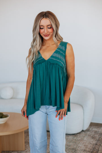 Dovile Babydoll Tank - Peacock