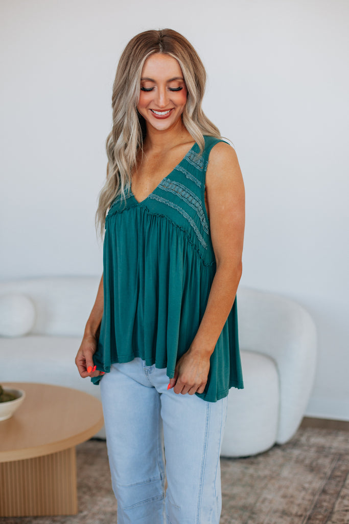 Dovile Babydoll Tank - Peacock