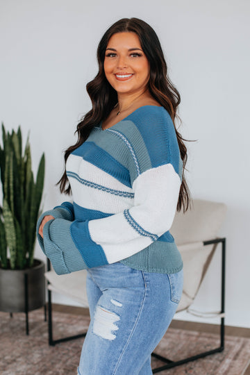 Mikella Colorblock Sweater - Teal Mix