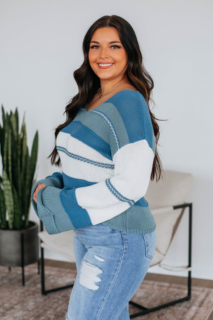 Mikella Colorblock Sweater - Teal Mix