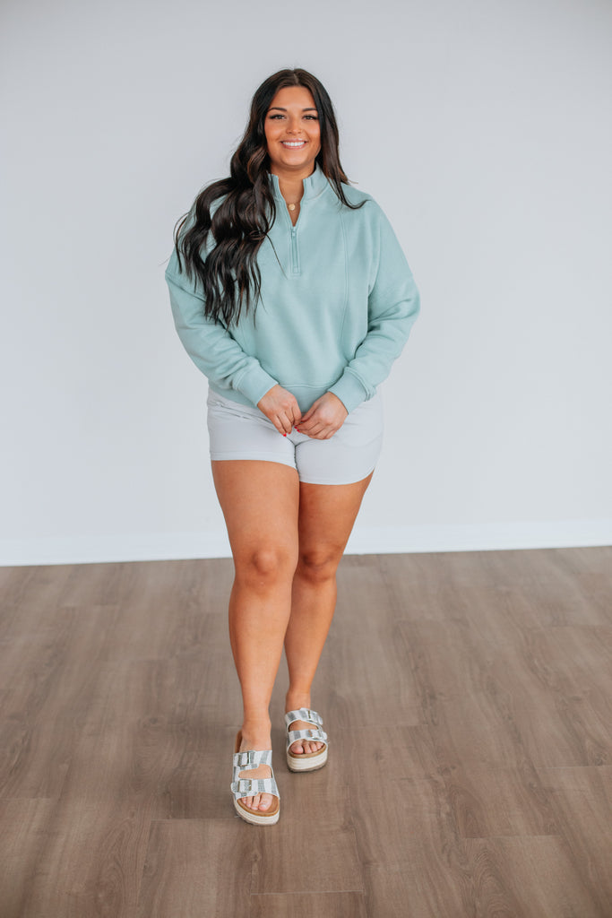 Ellie Half-Zip Pullover - Ice Blue