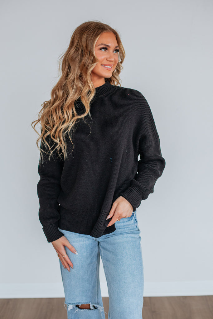 Chelsea Mock Neck Sweater - Black